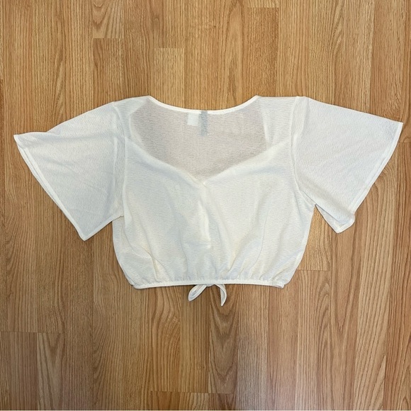 H&M DIVIDED White Tie Front Crop Top - Picture 8 of 10